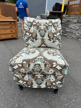 Load image into Gallery viewer, Brown &amp; Aqua Patterned Slipper Chair – Furnitureland South
