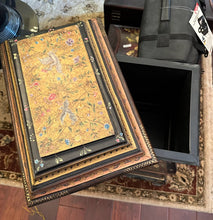 Load image into Gallery viewer, Asian Toleware Hand-Painted Lacquer Wood &amp; Tin Storage Box Cabinet
