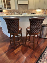 Load image into Gallery viewer, Pair of Warrin Brown Swivel Counter Height Stools with Nailhead Detail
