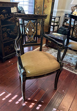 Load image into Gallery viewer, Regency Style Oval Glass Top Dining Table with Four Ebonized Chairs
