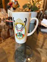 Load image into Gallery viewer, Pier 1 “Dasher Deer” Christmas Mug White Holiday Reindeer Coffee Cup 6” Tall
