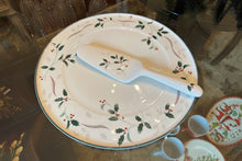 Load image into Gallery viewer, Christopher Stuart Holiday Splendor Chop Plate &amp; Spreader Set 13.25” Holly Bone China
