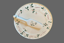 Load image into Gallery viewer, Christopher Stuart Holiday Splendor Chop Plate &amp; Spreader Set 13.25” Holly Bone China
