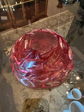 Load image into Gallery viewer, Cranberry Art Glass Bowl | Sculptural Swirl Design | 5” Round Decorative Dish
