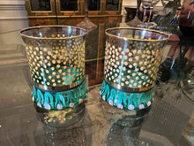 Load image into Gallery viewer, MacKenzie-Childs Cirque Tumbler Glasses | Purple &amp; Green Hand-Painted | Set of 2 | 4” Tall
