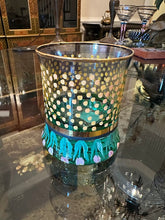 Load image into Gallery viewer, MacKenzie-Childs Cirque Tumbler Glasses | Purple &amp; Green Hand-Painted | Set of 2 | 4” Tall
