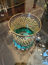 Load image into Gallery viewer, MacKenzie-Childs Cirque Tumbler Glasses | Purple &amp; Green Hand-Painted | Set of 2 | 4” Tall
