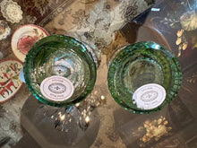 Load image into Gallery viewer, MacKenzie-Childs Cirque Tumbler Glasses | Purple &amp; Green Hand-Painted | Set of 2 | 4” Tall
