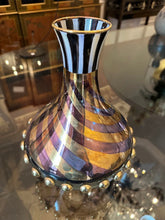 Load image into Gallery viewer, MacKenzie-Childs Tango Art Glass Wine Decanter – Hand-Painted Swirl Design, 10.5" Tall
