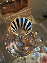 Load image into Gallery viewer, MacKenzie-Childs Tango Art Glass Wine Decanter – Hand-Painted Swirl Design, 10.5" Tall

