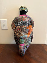Load image into Gallery viewer, Handmade Folk Art Textile Woman and Child Sculpture – Patchwork Fabric Figure, 20" Tall
