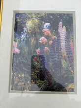 Load image into Gallery viewer, Framed Impressionist Floral Garden Art Prints Set of Two Gold Frames 13 x 16
