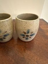 Load image into Gallery viewer, Jugtown Pottery Handcrafted Stoneware Cups – Set of 4 Vintage North Carolina Studio Pottery Tumblers (2.75” x 3.25”)
