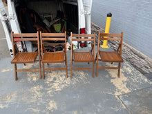 Load image into Gallery viewer, Set of Four Mid-Century Modern (MCM) Wooden Slat Folding Chairs
