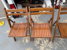 Load image into Gallery viewer, Set of Four Mid-Century Modern (MCM) Wooden Slat Folding Chairs

