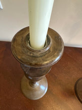 Load image into Gallery viewer, Turned Metal Candlesticks – Pair of Classic Taper Candle Holders (12.5” Tall)
