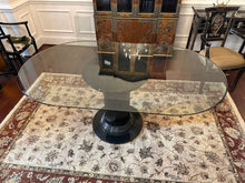 Load image into Gallery viewer, Regency Style Oval Glass Top Dining Table with Four Ebonized Chairs
