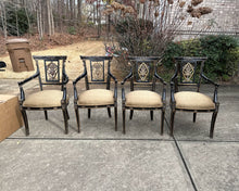 Load image into Gallery viewer, Regency Style Oval Glass Top Dining Table with Four Ebonized Chairs
