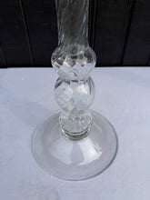 Load image into Gallery viewer, Tall Clear Glass Candlesticks Pair Hand Blown Style Twisted Stem Floor or Table Decor

