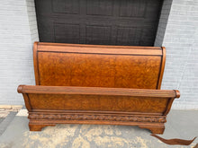 Load image into Gallery viewer, King Burl Walnut Sleigh Bed with Rails — Charles X Inspired Design
