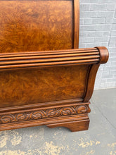 Load image into Gallery viewer, King Burl Walnut Sleigh Bed with Rails — Charles X Inspired Design
