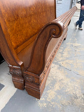 Load image into Gallery viewer, King Burl Walnut Sleigh Bed with Rails — Charles X Inspired Design
