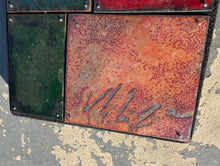 Load image into Gallery viewer, Abstract Metal Wall Art Panel Industrial Modern Signed Mixed Media 20 x 6
