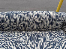 Load image into Gallery viewer, Designer Upholstered Sofa in Blue &amp; Ivory Abstract Pattern
