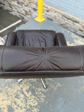 Load image into Gallery viewer, Mid-Century Style Brown Leather Swivel Recliner Lounge Chair

