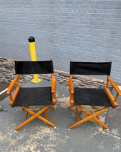 Load image into Gallery viewer, Pair of Vintage Wooden Director’s Chairs with Black Canvas Seats &amp; Backs
