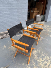 Load image into Gallery viewer, Pair of Vintage Wooden Director’s Chairs with Black Canvas Seats &amp; Backs
