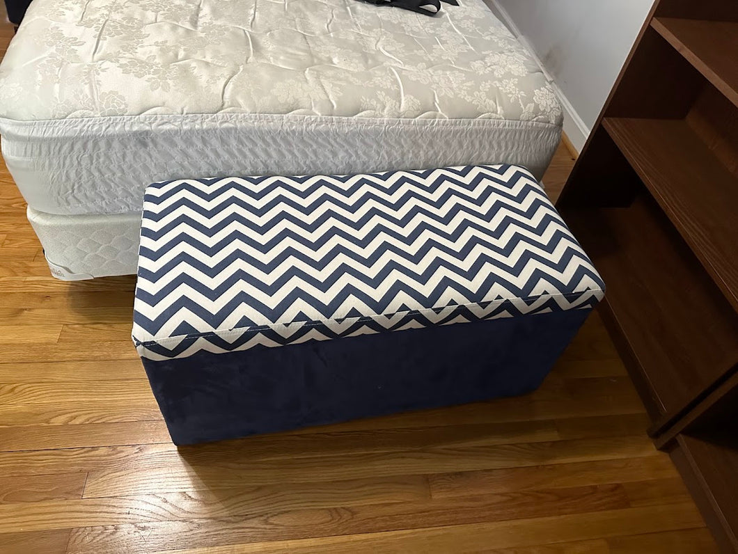 Navy Chevron Storage Bench II - Just Arrived 1/28