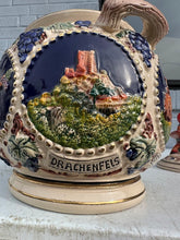 Load image into Gallery viewer, German Beer Stein Cookie Jar with Figural Lid Rhine Castles Motif
