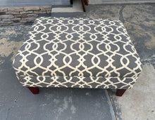 Load image into Gallery viewer, Carolina Grey Geometric Patterned Ottoman
