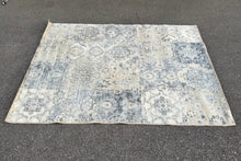 Load image into Gallery viewer, Vintage Style Patchwork Area Rug Soft Neutral Gray and Ivory 60 x 84
