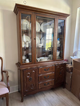 Load image into Gallery viewer, Bassett French Provincial Walnut China Cabinet with Glass Doors
