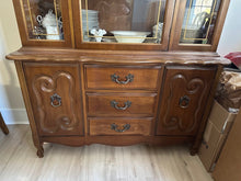Load image into Gallery viewer, Bassett French Provincial Walnut China Cabinet with Glass Doors

