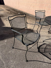 Load image into Gallery viewer, 5-Piece Black Wrought Iron Mesh Outdoor Patio Dining Set with Round Table and Four Chairs
