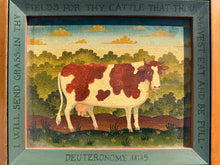 Load image into Gallery viewer, Folk Art Style Cow Painting with Deuteronomy Verse
