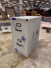 Load image into Gallery viewer, Metal 2 Drawer Filing Cabinet Purple Shoe Print Design 15 x 25 x 29
