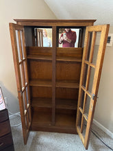 Load image into Gallery viewer, Arts &amp; Crafts Solid Oak Glass-Front Cabinet with Mission Influence
