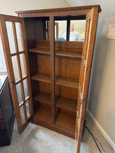 Load image into Gallery viewer, Arts &amp; Crafts Solid Oak Glass-Front Cabinet with Mission Influence
