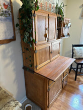 Load image into Gallery viewer, Antique Oak Hoosier Cabinet with Flour Bin, Pull-Out Work Surface &amp; Original Details
