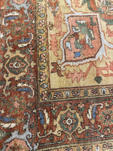 Load image into Gallery viewer, Hand Knotted Heriz Serapi Style Wool Rug 8x10 Rust Red Terracotta Floral India

