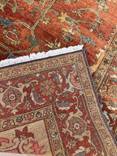 Load image into Gallery viewer, Hand Knotted Heriz Serapi Style Wool Rug 8x10 Rust Red Terracotta Floral India
