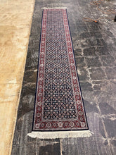 Load image into Gallery viewer, Hand Knotted Persian Style Wool Runner Rug 2x12 Navy Blue Red Floral Oriental
