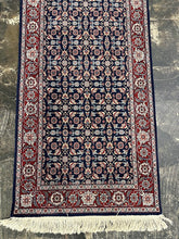 Load image into Gallery viewer, Hand Knotted Persian Style Wool Runner Rug 2x12 Navy Blue Red Floral Oriental

