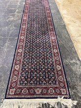 Load image into Gallery viewer, Hand Knotted Persian Style Wool Runner Rug 2x12 Navy Blue Red Floral Oriental

