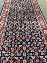 Load image into Gallery viewer, Hand Knotted Persian Style Wool Runner Rug 2x12 Navy Blue Red Floral Oriental
