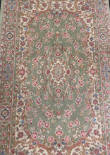 Load image into Gallery viewer, Karastan 712 Green Medallion Kirman Wool Rug 3x5 Sage Pink Floral
